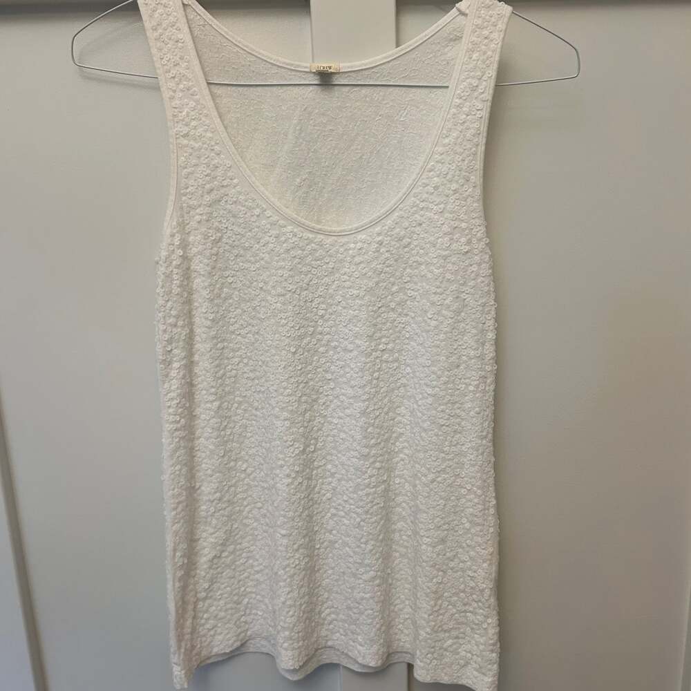 J.Crew Women's White Sequin Embellished Tank Top used but in great condition